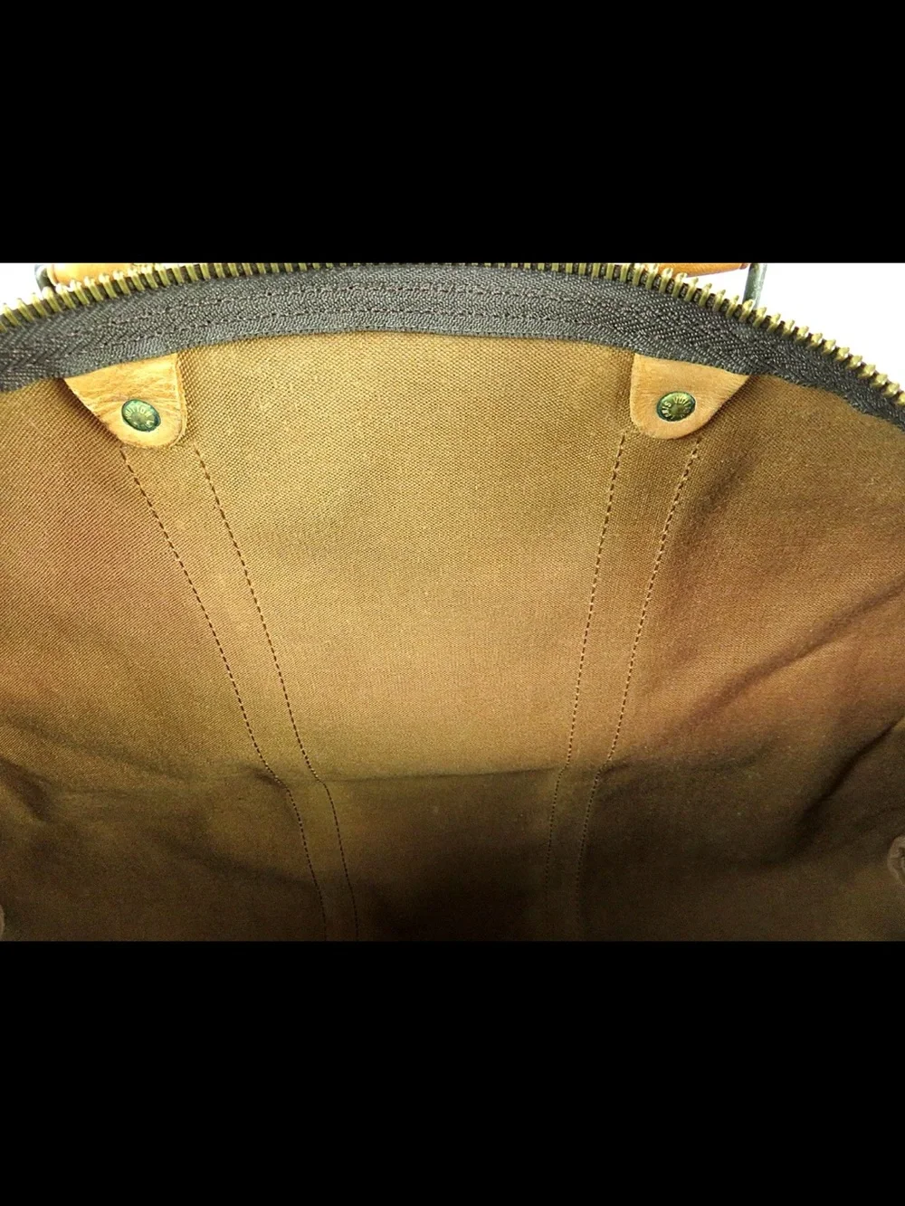 Louis Vuitton Brown Monogram Canvas Duffel with Tan Leather Trim